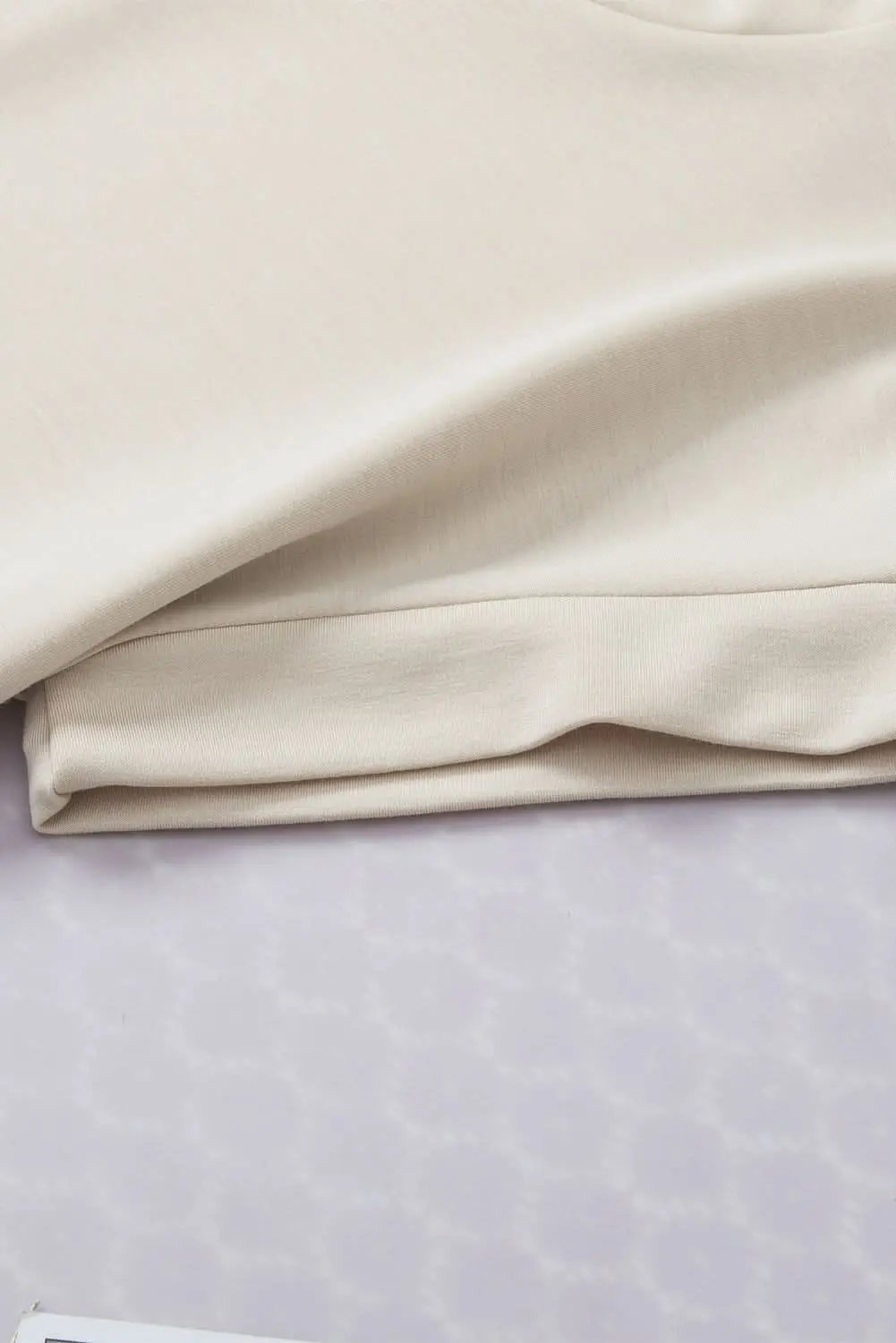 Oatmeal Plain Crew Neck Loose Fit Casual Top - Love Salve